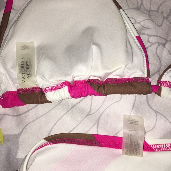 Victoria's Secret Striped Pink Halter Bikini L/S - Picture 6 of 8